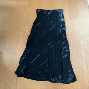 Velvet midi skirt, blue tye dye, XS